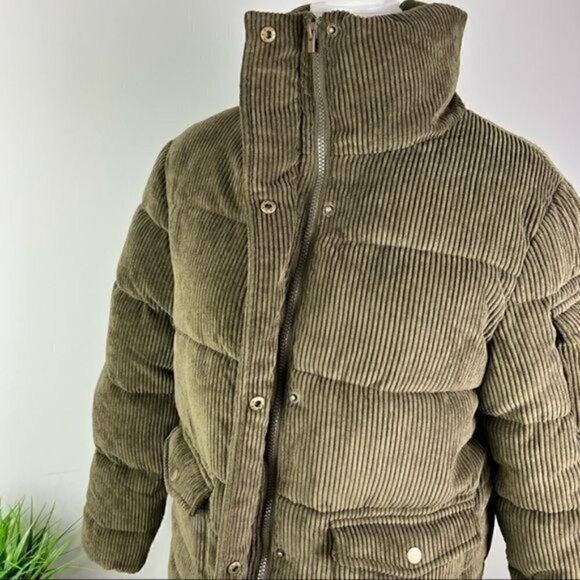 Unreal Fur Berkeley Puffer Jacket Womens corduroy olive green size XS - Picture 6 of 12